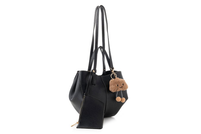 Lucky Bees Bolsa de Hombro 1274 Negro en CUERO DE POLIVINILO Elegante para Mujer